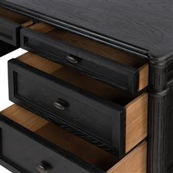 Tacorey Rustic Lodge Black Solid Oak Wood 7 Drawer Executive Desk|