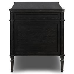 Tacorey Rustic Lodge Black Solid Oak Wood 7 Drawer Executive Desk|