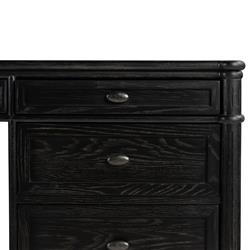 Tacorey Rustic Lodge Black Solid Oak Wood 7 Drawer Executive Desk|