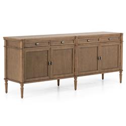 Tacorey Rustic Lodge Brown Solid Oak Wood 4 Drawer 4 Door Sideboard|