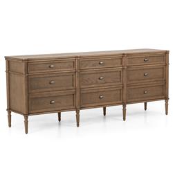 Tacorey Rustic Lodge Brown Solid Oak Wood 9 Drawer Dresser|