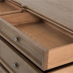 Tacorey Rustic Lodge Brown Solid Oak Wood 9 Drawer Dresser|