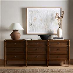 Tacorey Rustic Lodge Brown Solid Oak Wood 9 Drawer Dresser|