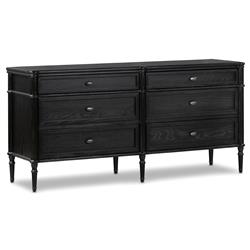 Tacorey Rustic Lodge Black Solid Oak Wood 6 Drawer Double Dresser|