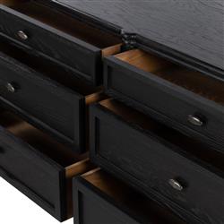 Tacorey Rustic Lodge Black Solid Oak Wood 6 Drawer Double Dresser|