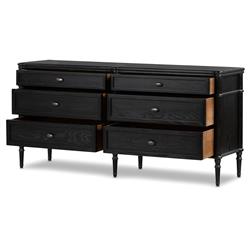 Tacorey Rustic Lodge Black Solid Oak Wood 6 Drawer Double Dresser|