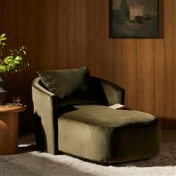 Paolo Modern Classic Olive Green Upholstered Chaise Lounge|