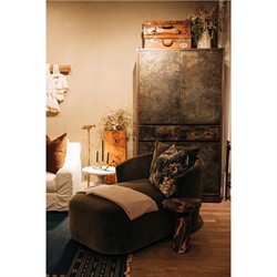 Paolo Modern Classic Olive Green Upholstered Chaise Lounge|