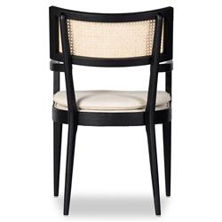 Tina Modern Beige Performance Black Wood Frame Cane Dining Arm Chair|