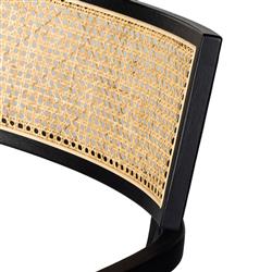 Tina Modern Beige Performance Black Wood Frame Cane Dining Arm Chair|