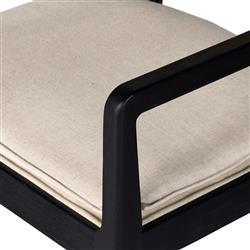 Tina Modern Beige Performance Black Wood Frame Cane Dining Arm Chair|