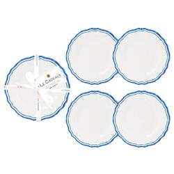 Maison French Blue Edge White Melamine Appetizer Plate - Set of 4|