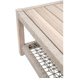 Wren Coastal Taupe Woven Rope Solid Teak 2 Tier Rectangular Outdoor Coffee Table|