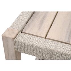 Wren Coastal Taupe Woven Rope Solid Teak Square Outdoor End Table|