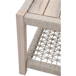 Wren Coastal Taupe Woven Rope Solid Teak Square Outdoor End Table|