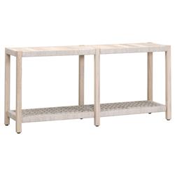 Wren Coastal Taupe Woven Rope Solid Teak Rectangular Outdoor Console Table|