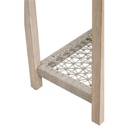 Wren Coastal Taupe Woven Rope Solid Teak Rectangular Outdoor Console Table|