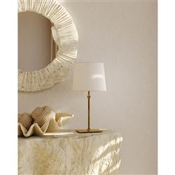 Visual Comfort Dauphine Modern Gilded Iron White Linen Shade Bedside Table Lamp|