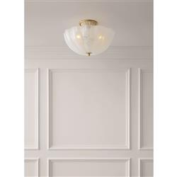 Visual Comfort Rosehill Antique Brass Metal White Glass Flush Mount - Small|