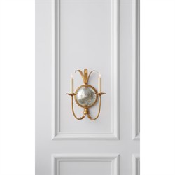 Visual Comfort Gramercy French Country Gilded Iron Frame Double Sconce|