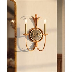 Visual Comfort Gramercy French Country Gilded Iron Frame Double Sconce|