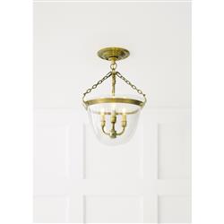Visual Comfort Country Bell Jar French Antique Burnished Brass Semi Flush Mount|