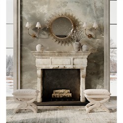 Visual Comfort Piaf Modern Classic Antique Gild Metal Linen Shade Wall Sconce|