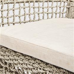 Sonia Coastal Beach White Upholstered Brown Woven Rope Outdoor Counter Stool|