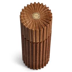 L'Objet Ionic Modern Natural Oak Wood Brass Accent Salt & Pepper Mills Set|