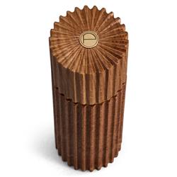 L'Objet Ionic Modern Natural Oak Wood Brass Accent Salt & Pepper Mills Set|