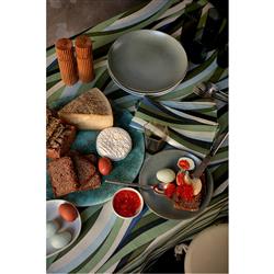 L'Objet Ionic Modern Natural Oak Wood Brass Accent Salt & Pepper Mills Set|