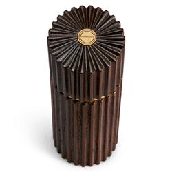 L'Objet Ionic Modern Smoked Oak Wood Brass Accent Salt &amp; Pepper Mills Set|