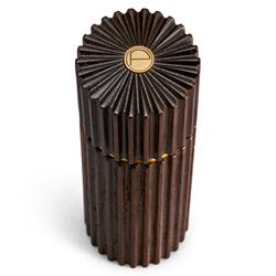 L'Objet Ionic Modern Smoked Oak Wood Brass Accent Salt &amp; Pepper Mills Set|