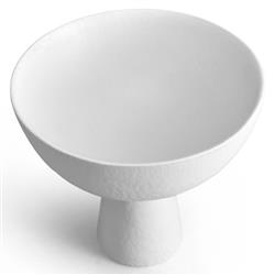 L'Objet Terra Modern Classic Stone White Porcelain Footed Serving Bowl - Small|