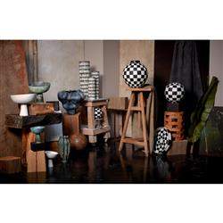 L'Objet Terra Modern Classic Stone White Porcelain Footed Serving Bowl - Small|