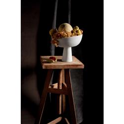 L'Objet Terra Modern Classic Stone White Porcelain Footed Serving Bowl - Small|