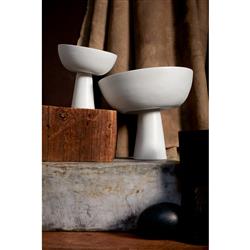 L'Objet Terra Modern Classic Stone White Porcelain Footed Serving Bowl - Small|
