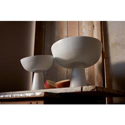 L'Objet Terra Modern Classic Stone White Porcelain Footed Serving Bowl - Small|