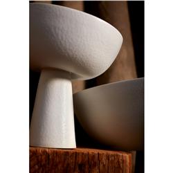 L'Objet Terra Modern Classic Stone White Porcelain Footed Serving Bowl - Small|