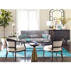 Lupe Industrial Loft Ash Glass Top Gold Aluminum Pedestal Round Side End Table|