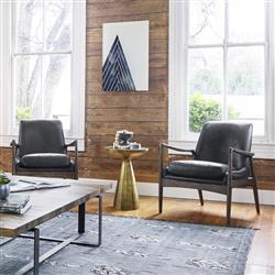 Lupe Industrial Loft Ash Glass Top Gold Aluminum Pedestal Round Side End Table|