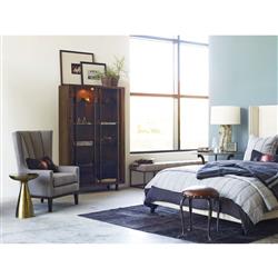 Lupe Industrial Loft Ash Glass Top Gold Aluminum Pedestal Round Side End Table|