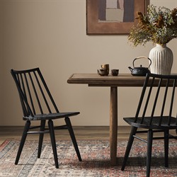 Lara French Classic Black Oak Wood Windsor Dining Side Chair|