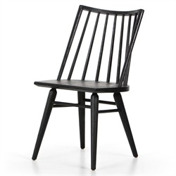 Lara French Classic Black Oak Wood Windsor Dining Side Chair|