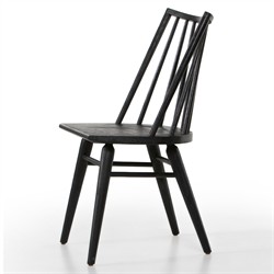 Lara French Classic Black Oak Wood Windsor Dining Side Chair|