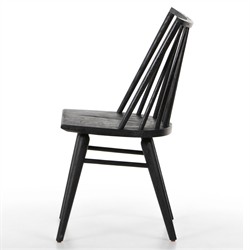 Lara French Classic Black Oak Wood Windsor Dining Side Chair|
