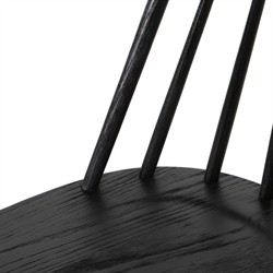 Lara French Classic Black Oak Wood Windsor Dining Side Chair|