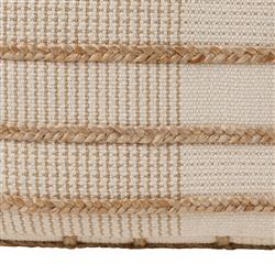 Remsen Coastal Beach Cream Cotton Braided Jute Square Pouf|