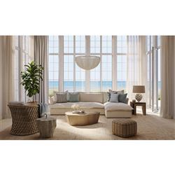 Remsen Coastal Beach Cream Cotton Braided Jute Square Pouf|