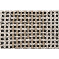 Hydra Coastal Beach Taupe Woven Rope Teak Wood Square Outdoor Ottoman|